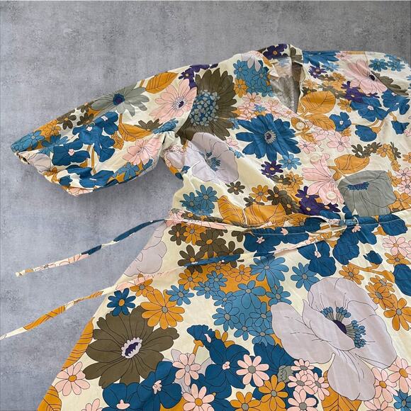 52Seven Floral Midi Dress Spring Summer Fall Pockets Fun Flirty ButtonUp Size 16 - Picture 12 of 12